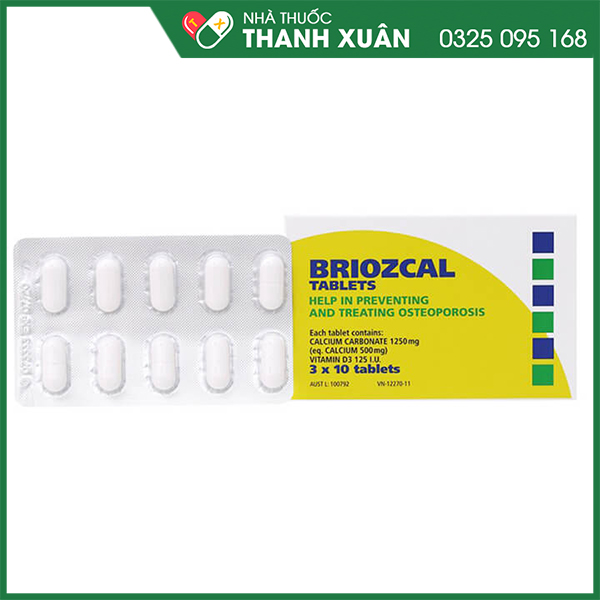 Briozcal dự phòng và điều trị thiếu hụt calci/vitamin D3