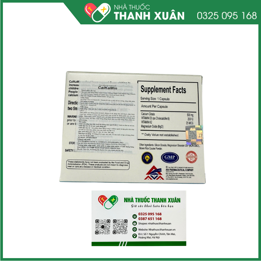CalKaMin giúp bổ sung Canxi, Vitamin K2D3 cho cơ thể