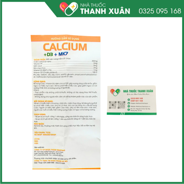 Calcium+D3+MK7 giúp bổ sung calci, tăng chiều cao, ngăn ngừa nguy cơ bị loãng xương