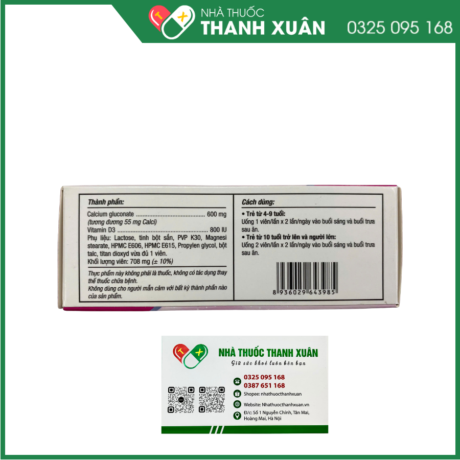 Calcium &amp; Vitamin D3 bổ sung calci và vitamin D3 giúp phát triển xương, răng chắc khỏe