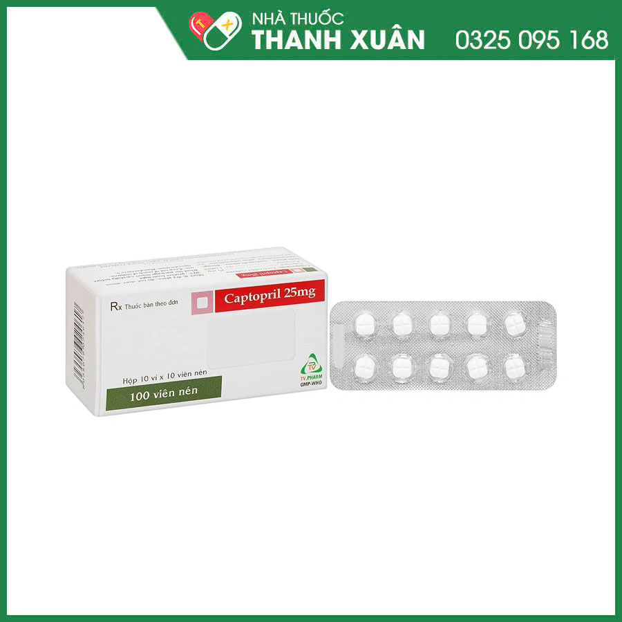 Captopril 25mg thuốc điều trị tình trạng tăng huyết áp và suy tim sung huyết