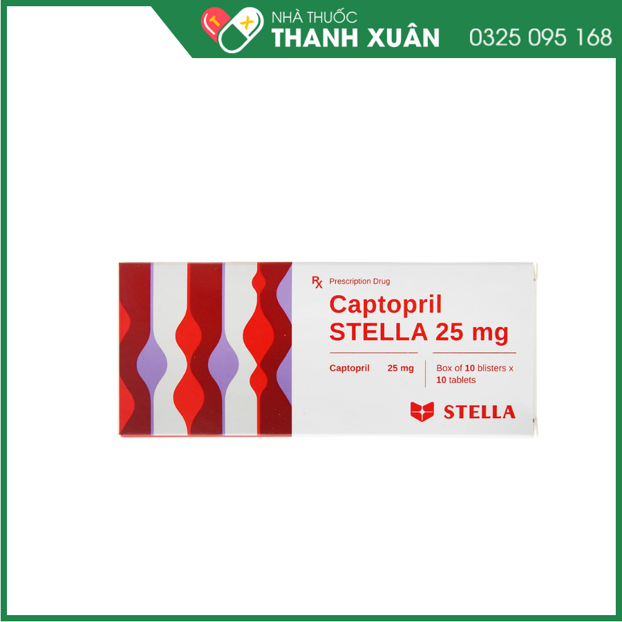 Captopril STELLA 25mg trị tăng huyết áp, suy tim