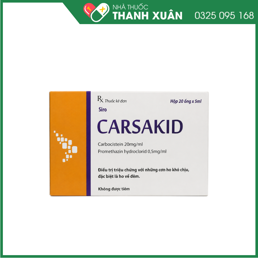 Carsakid điều trị triệu chứng ho khan, ho về đêm
