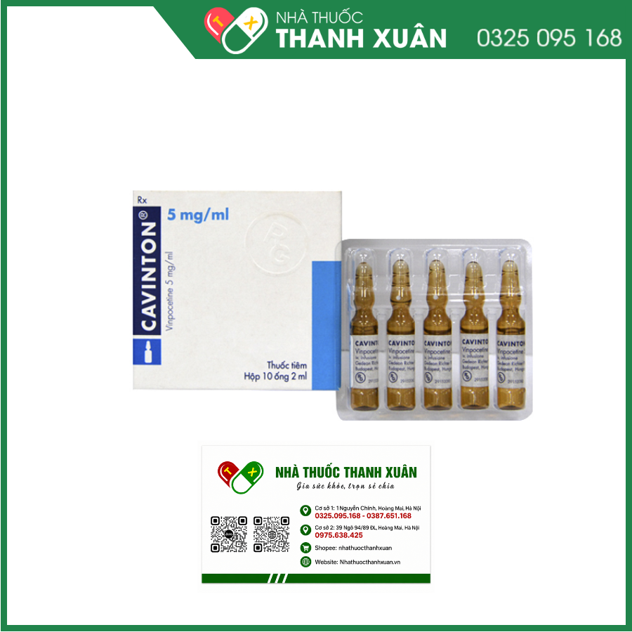 Dung dịch tiêm Cavinton 5mg/ml trị các rối loạn tuần hoàn máu não