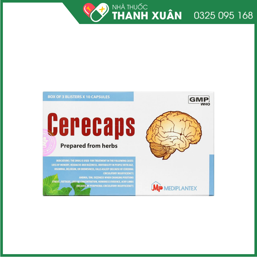 Hoạt huyết dưỡng não Cerecaps Mediplantex điều trị suy giảm trí nhớ, đau đầu