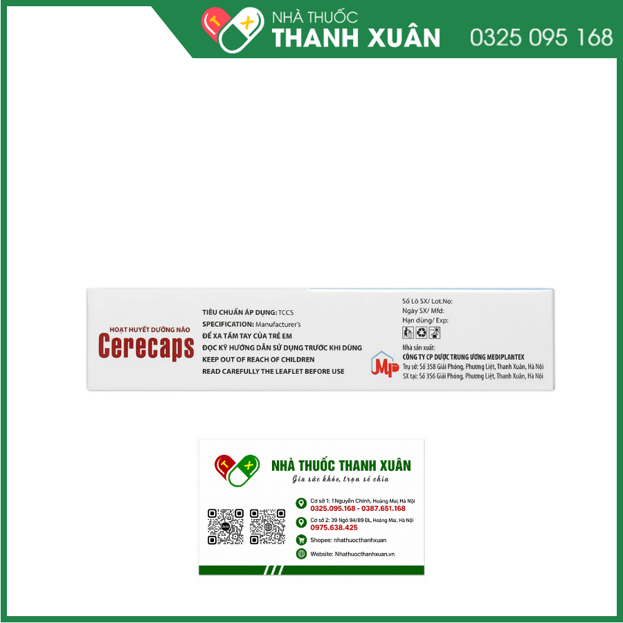 Hoạt huyết dưỡng não Cerecaps Mediplantex điều trị suy giảm trí nhớ, đau đầu