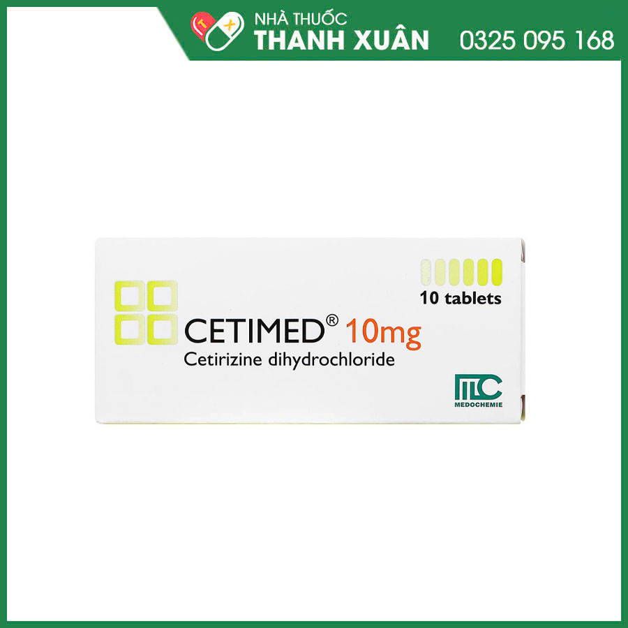 Cetimed 10mg giảm các triệu chứng dị ứng về mũi và mắt, giảm các triệu chứng mày đay