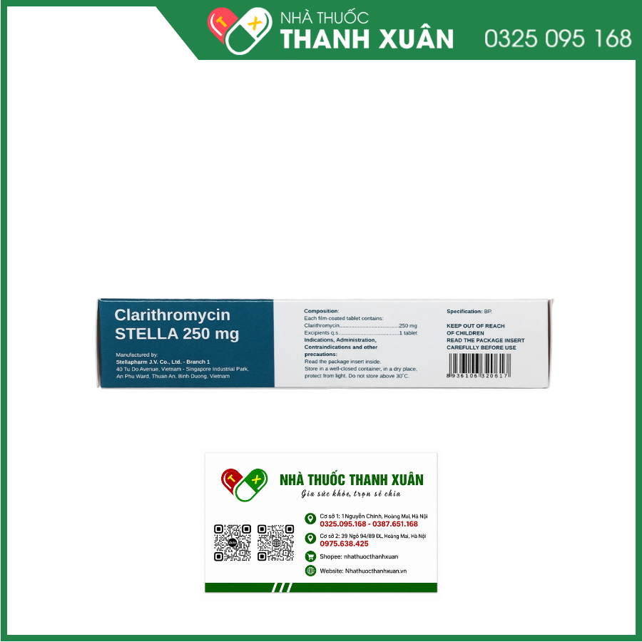 Clarithromycin STELLA 250mg điều trị nhiễm khuẩn
