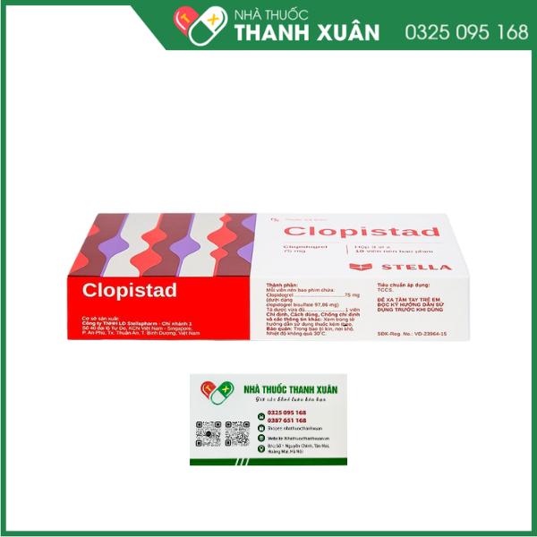 Clopistad 75mg phòng ngừa các biến cố do huyết khối động mạch