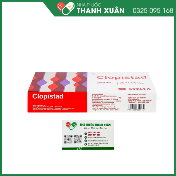 Clopistad 75mg phòng ngừa các biến cố do huyết khối động mạch