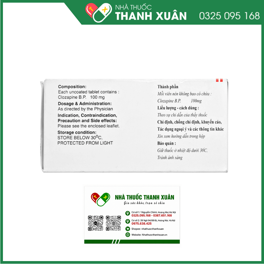 Clozapyl-100 trị tâm thần phân liệt