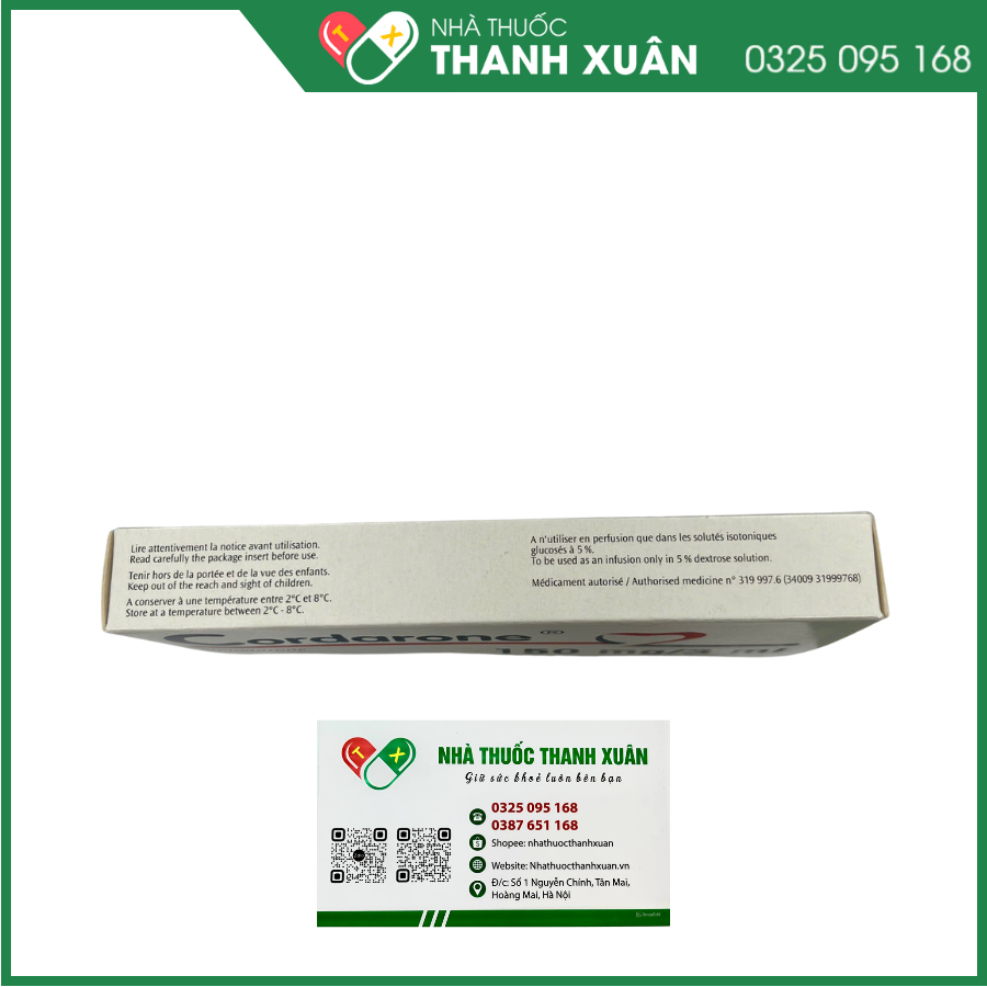 Thuốc tiêm Cordarone 150mg/3ml điều trị rối loạn nhịp tim nặng, hồi sinh hô hấp - tuần hoàn