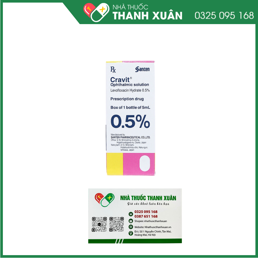 Dung dịch nhỏ mắt Cravit 0.5% trị nhiễm khuẩn mắt