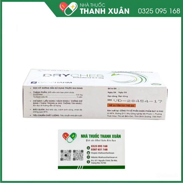 DRYCHES điều trị triệu chứng vừa đến nặng của tăng sản tuyến tiền liệt lành tính