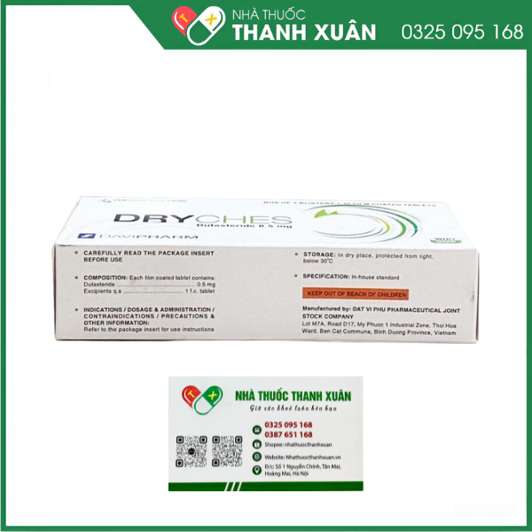 DRYCHES điều trị triệu chứng vừa đến nặng của tăng sản tuyến tiền liệt lành tính