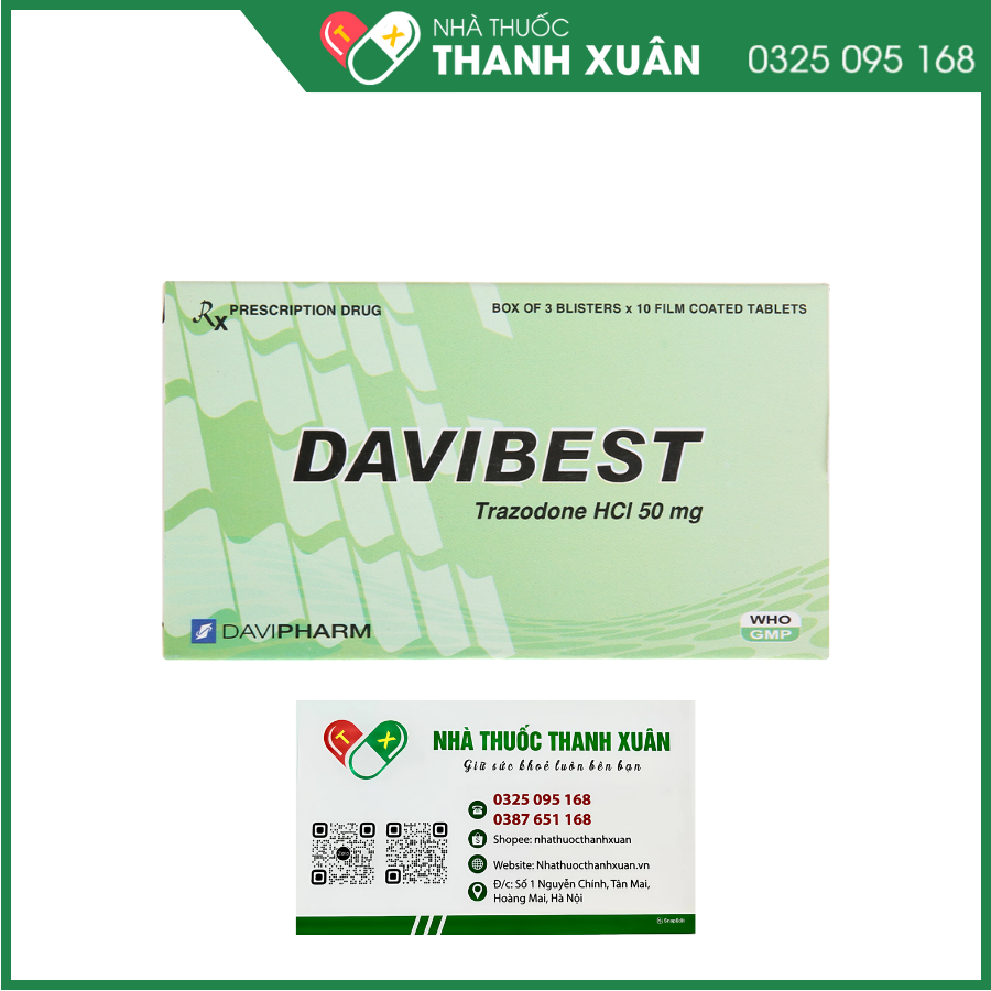 Thuốc Davibest 50mg làm giảm triệu chứng của tất cả các dạng trầm cảm