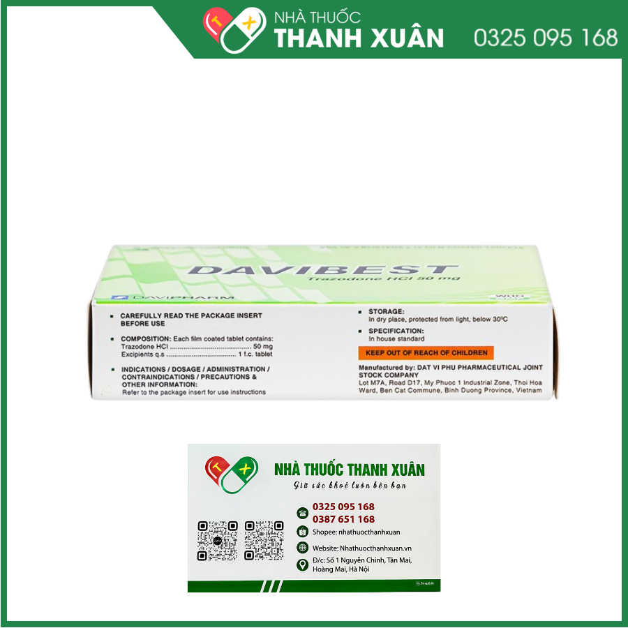 Thuốc Davibest 50mg làm giảm triệu chứng của tất cả các dạng trầm cảm