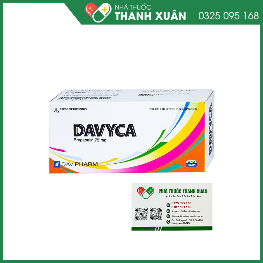 Davyca điều trị động kinh cục bộ ở người lớn, rối loạn lo âu lan tỏa, đau dây thần kinh