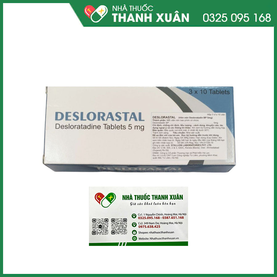 Deslorastal 5mg làm giảm các triệu chứng trong viêm mũi dị ứng, nổi mày đay