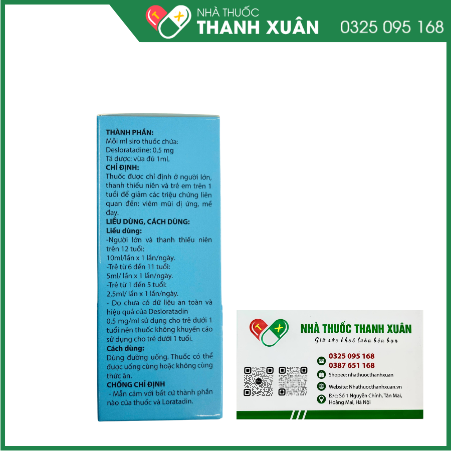 Desloratadine 0,5 mg/ml DK Pharma giảm các triệu chứng viêm mũi dị ứng, mề đay
