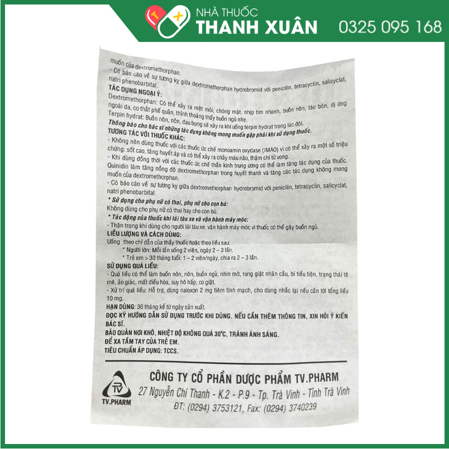 Dextromax thuốc giảm triệu chứng ho, long đờm, mạn tính