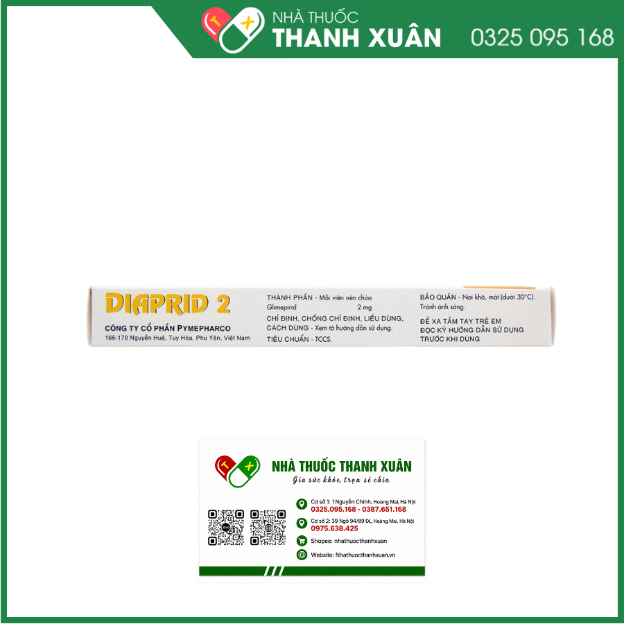 Thuốc Diaprid 2 Pymepharco điều trị đái tháo đường týp 2
