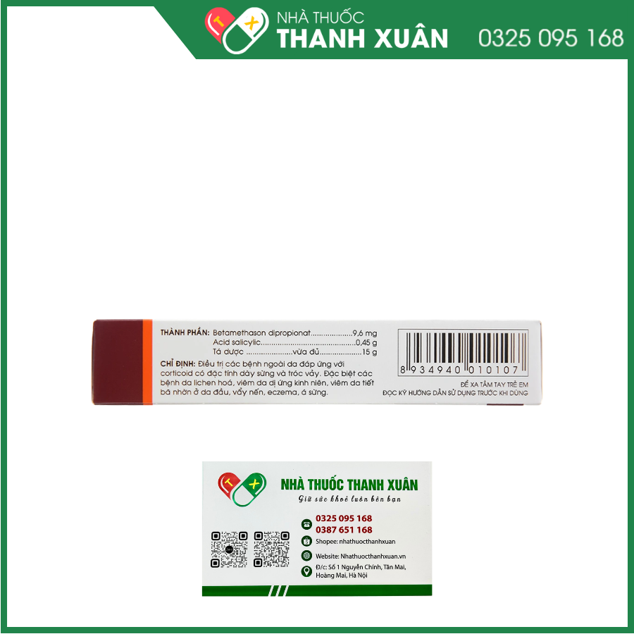 Thuốc mỡ bôi da Dibetalic trị viêm da dị ứng, chàm, vẩy nến, viêm thần kinh da