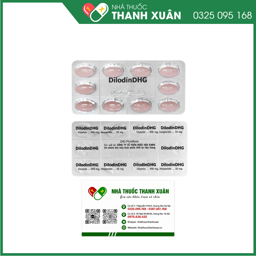 DilodinDHG điều trị các triệu chứng liên quan đến cơn trĩ cấp và bệnh trĩ mạn