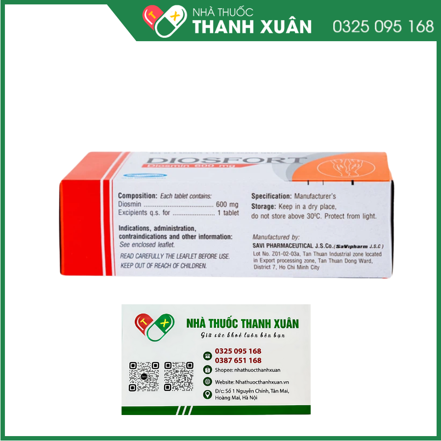 Diosfort 600mg trị trĩ, suy giãn tĩnh mạch