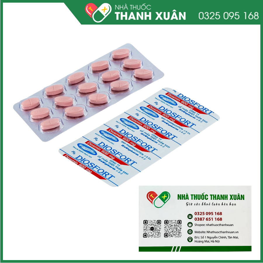 Diosfort 600mg trị trĩ, suy giãn tĩnh mạch