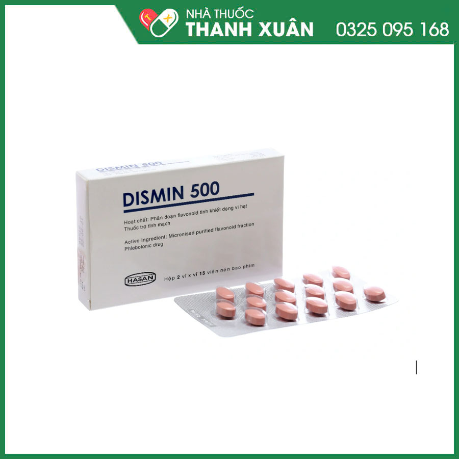 Dismin 500 thuốc điều trị suy giãn tĩnh mạch, điều trị các triệu chứng của cơn trĩ cấp và bệnh trĩ mãn