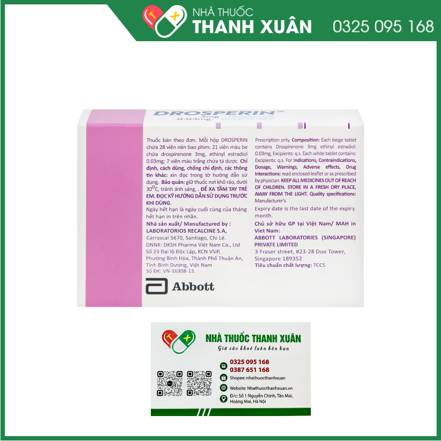 Drosperin thuốc tránh thai hằng ngày (1 vỉ x 28 viên)