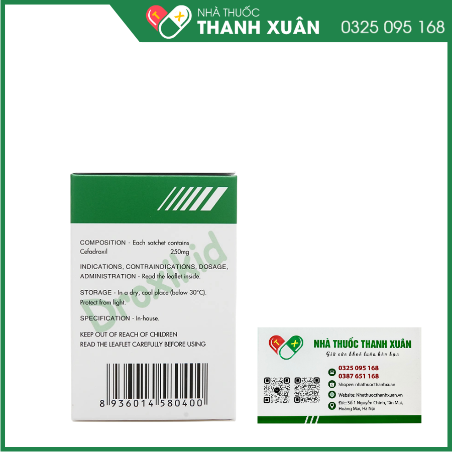 Cốm pha hỗn dịch uống Droxikid 250mg trị nhiễm khuẩn
