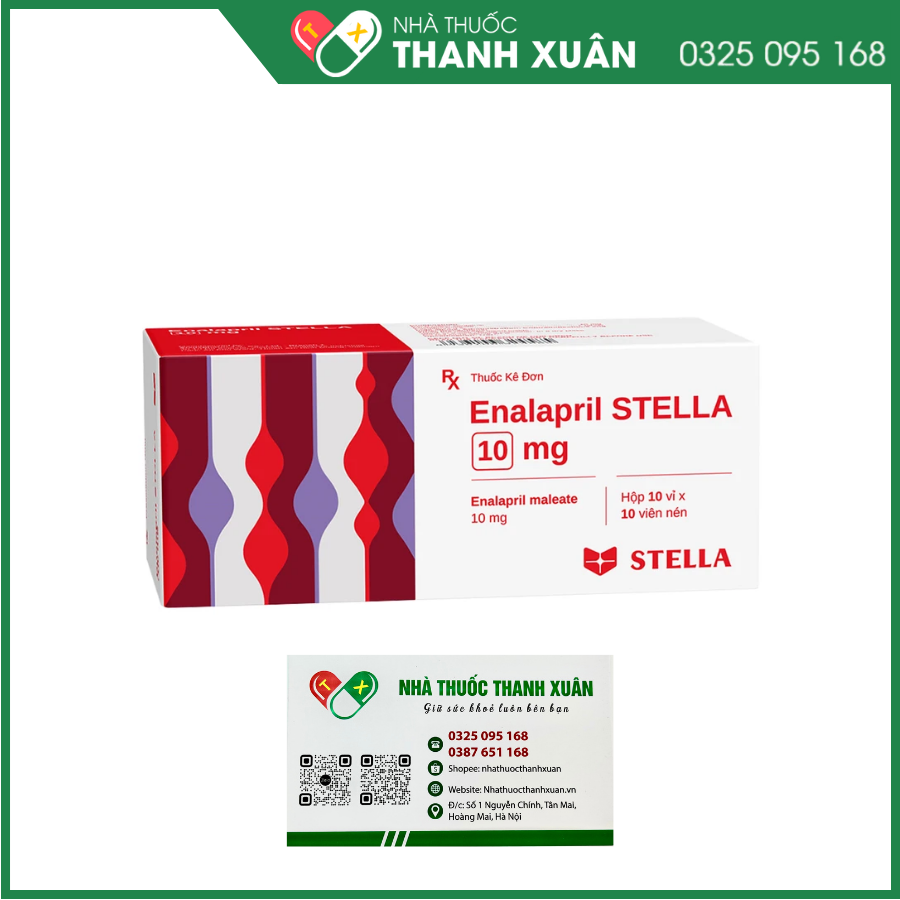 Enalapril STELLA 10mg trị tăng huyết áp, suy tim sung huyết