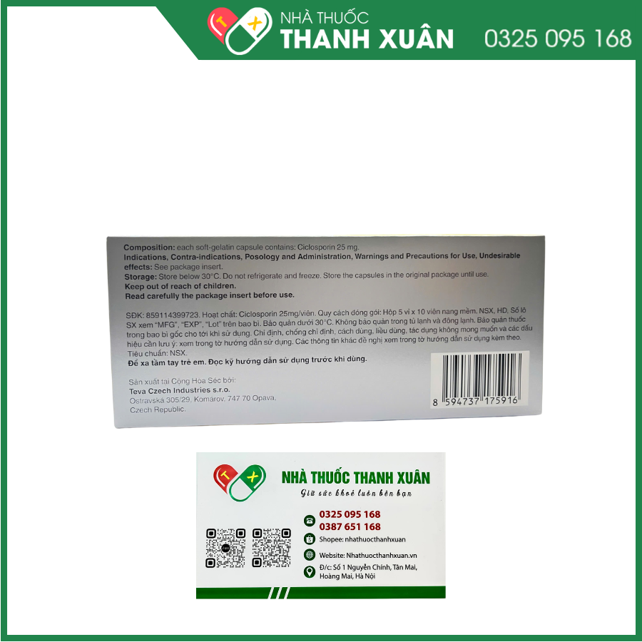 Equoral 25mg thuốc ức chế miễn dịch, điều trị chống thải ghép, hội chứng thận hư, viêm khớp dạng thấp, viên da cơ địa, bệnh vẩy nến