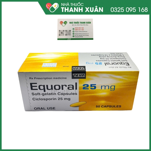Equoral 25mg thuốc ức chế miễn dịch, điều trị chống thải ghép, hội chứng thận hư, viêm khớp dạng thấp, viên da cơ địa, bệnh vẩy nến