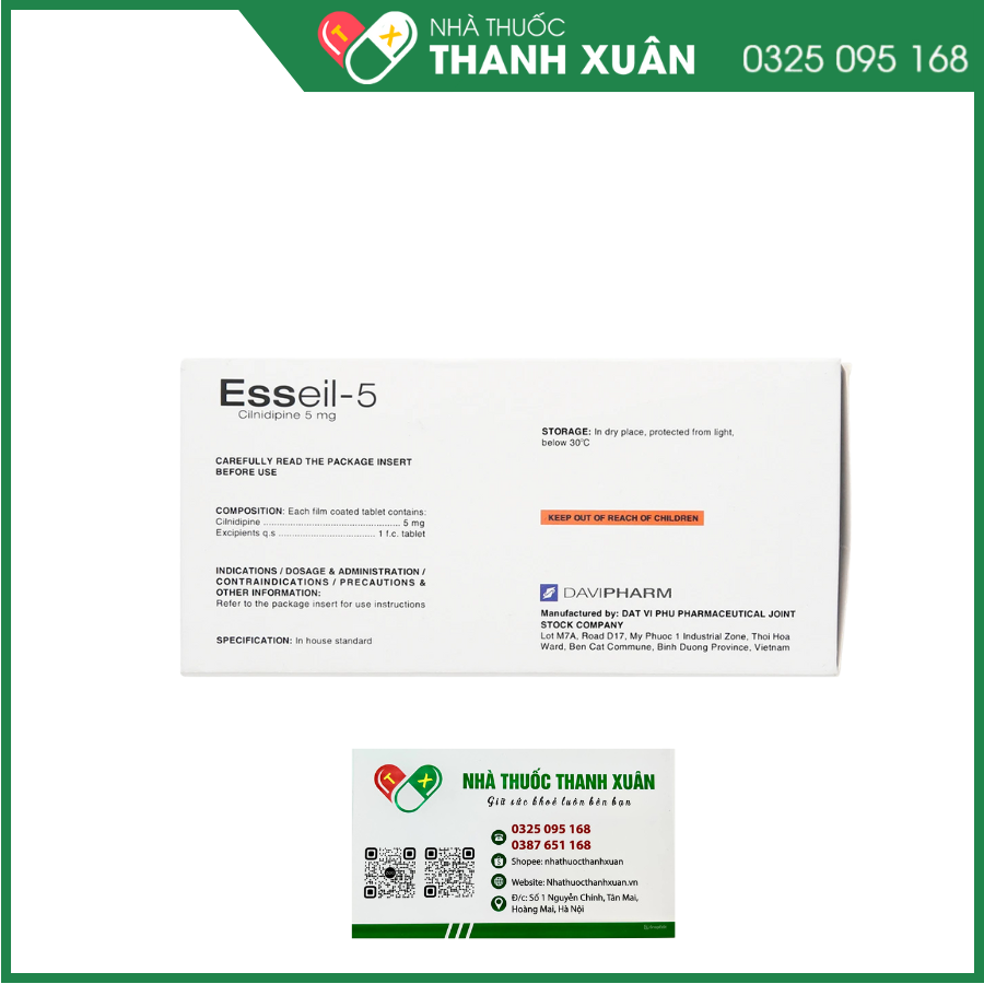 Thuốc Esseil-5 Davipharm điều trị tăng huyết áp