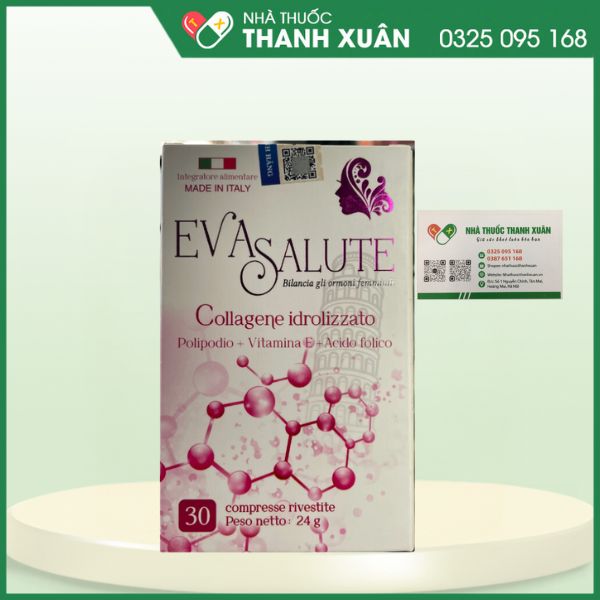 EvaSalute hỗ trợ bổ sung collagen, vitamin E và isoflavones