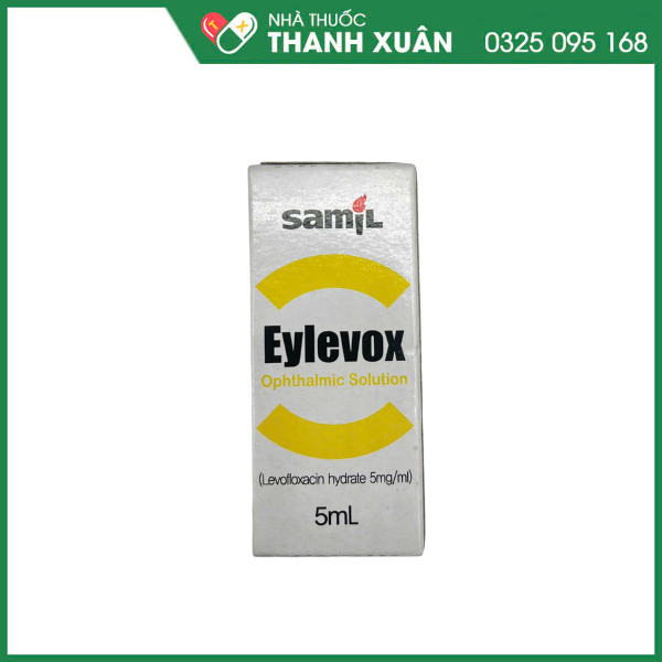 Thuốc tra mắt Eylevox Ophthalmic Solution điều trị nhiễm khuẩn mắt.