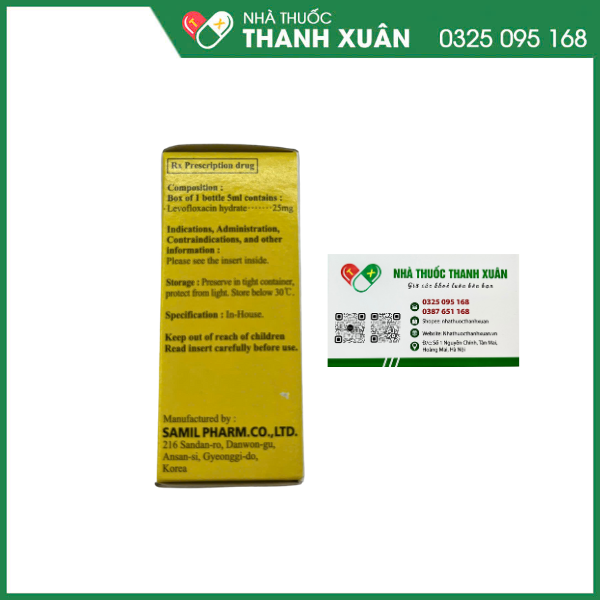 Thuốc tra mắt Eylevox Ophthalmic Solution điều trị nhiễm khuẩn mắt.