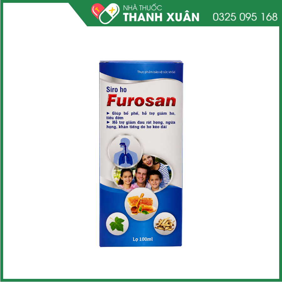 FUROSAN - Siro ho cao lá thường xuân, mật ong giúp giảm ho, tiêu đờm