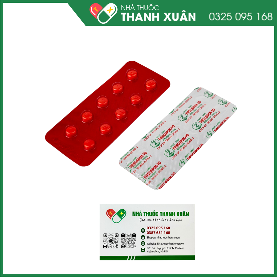 Fascapin-10 trị tăng huyết áp, dự phòng cơn đau thắt ngực