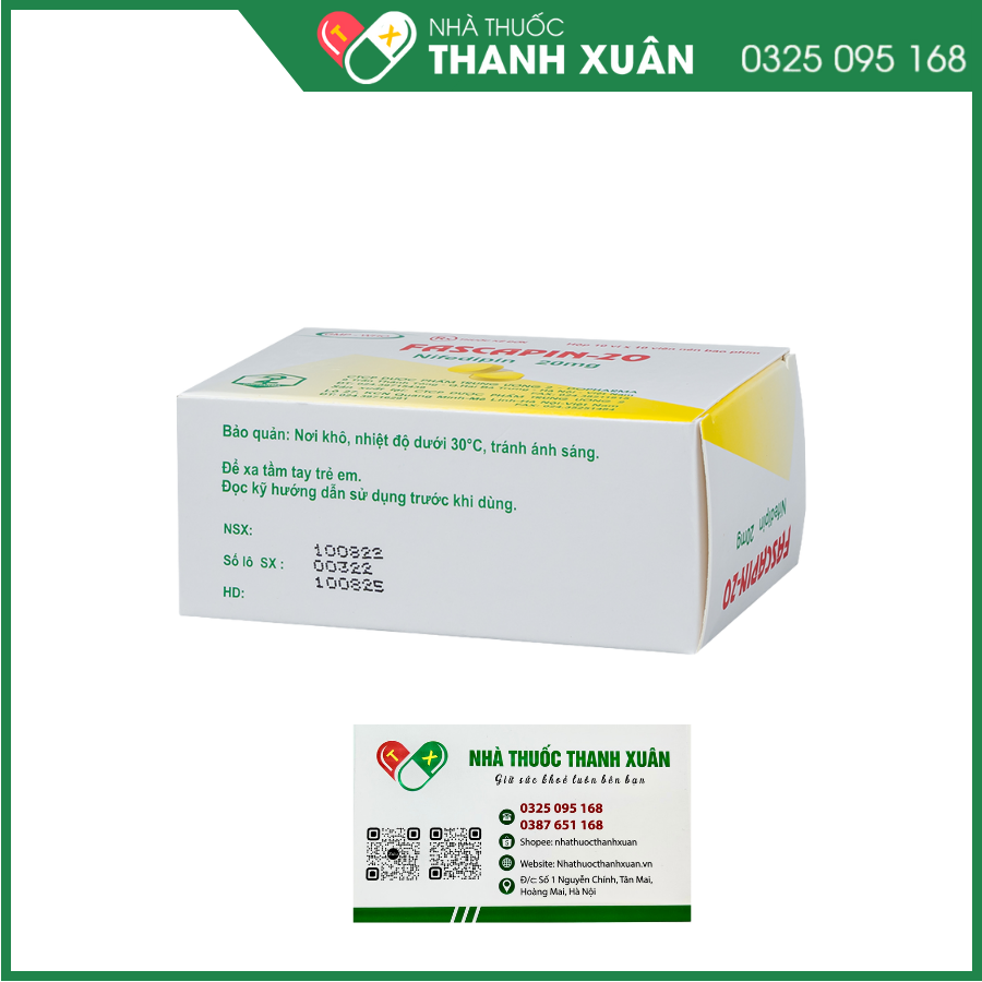 Fascapin-20 trị tăng huyết áp, dự phòng cơn đau thắt ngực