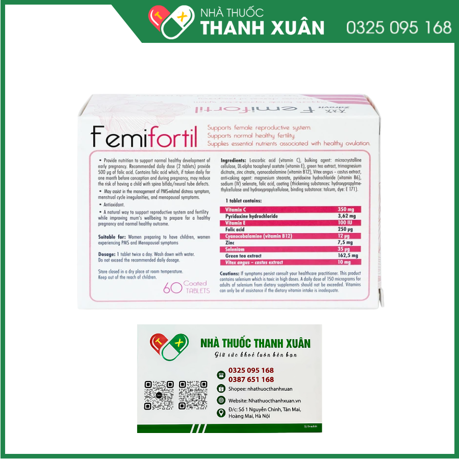 Femifortil bổ sung vitamin, khoáng chất cho phụ nữ có thai và cho con bú