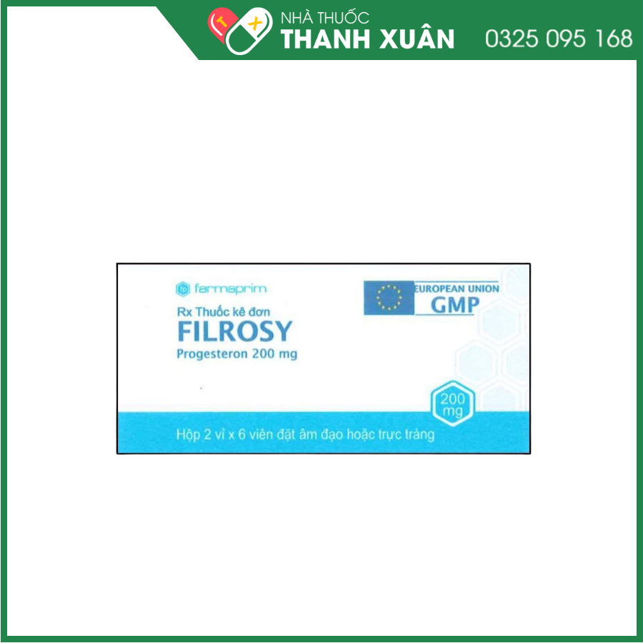 Viên đặt âm đạo hoặc trực tràng Filrosy 200mg hỗ trợ phòng ngừa sinh non, điều trị hội chứng tiền kinh nguyệt