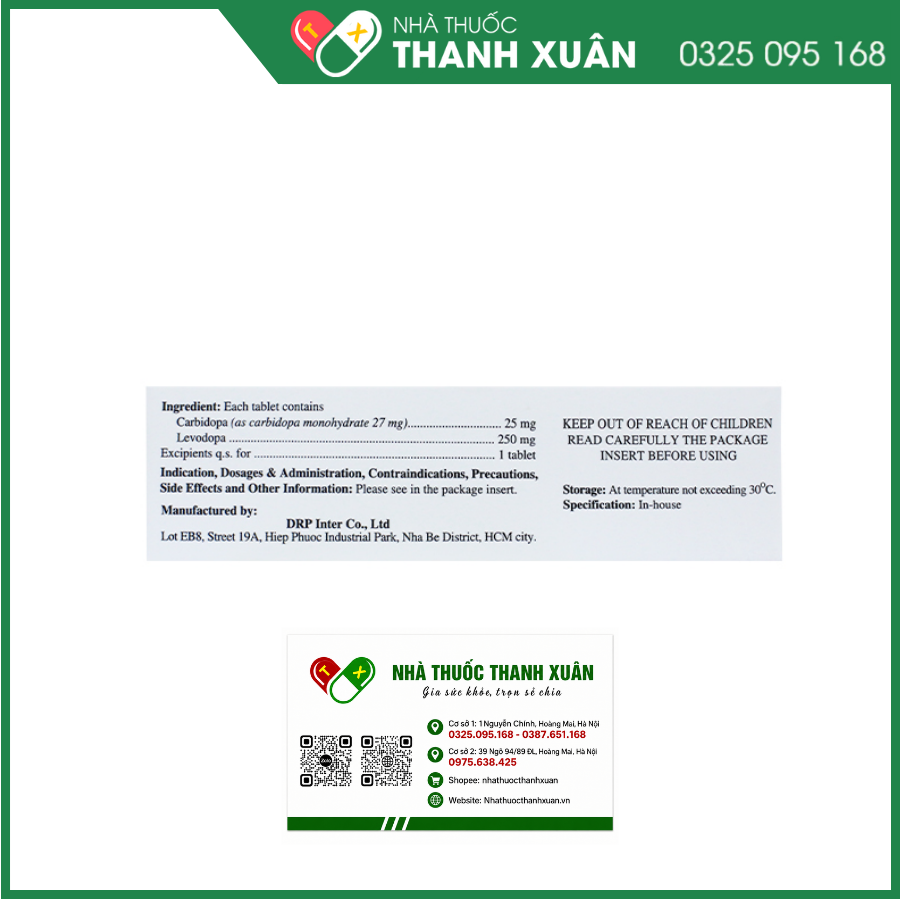 Firvomef 25/250mg điều trị hội chứng và bệnh Parkinson