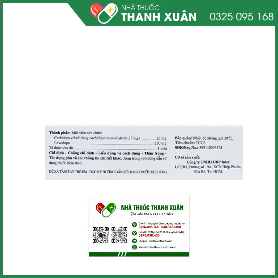 Firvomef 25/250mg điều trị hội chứng và bệnh Parkinson