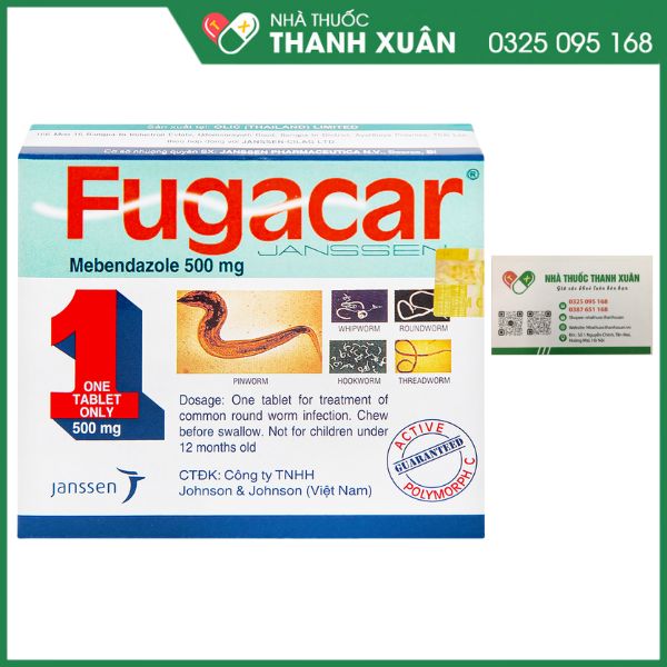 Fugacar điều trị các trường hợp nhiễm một hay nhiều loại giun đường ruột