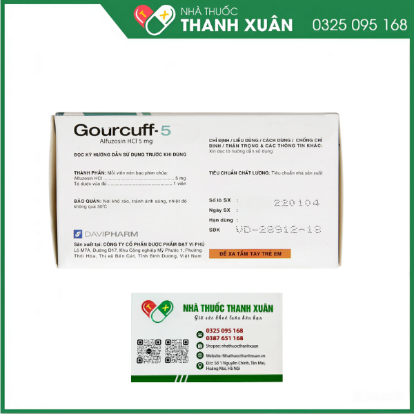 GOURCUFF-5 điều trị các triệu chứng chức năng do phì đại u tuyến tiền liệt lành tính