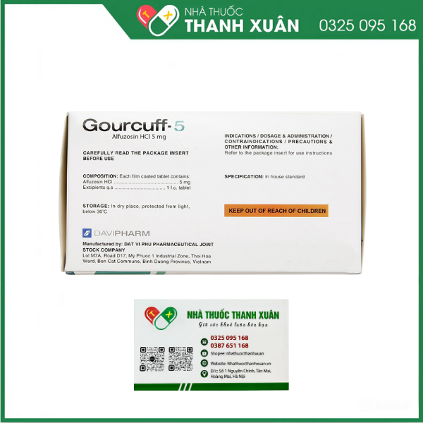 GOURCUFF-5 điều trị các triệu chứng chức năng do phì đại u tuyến tiền liệt lành tính